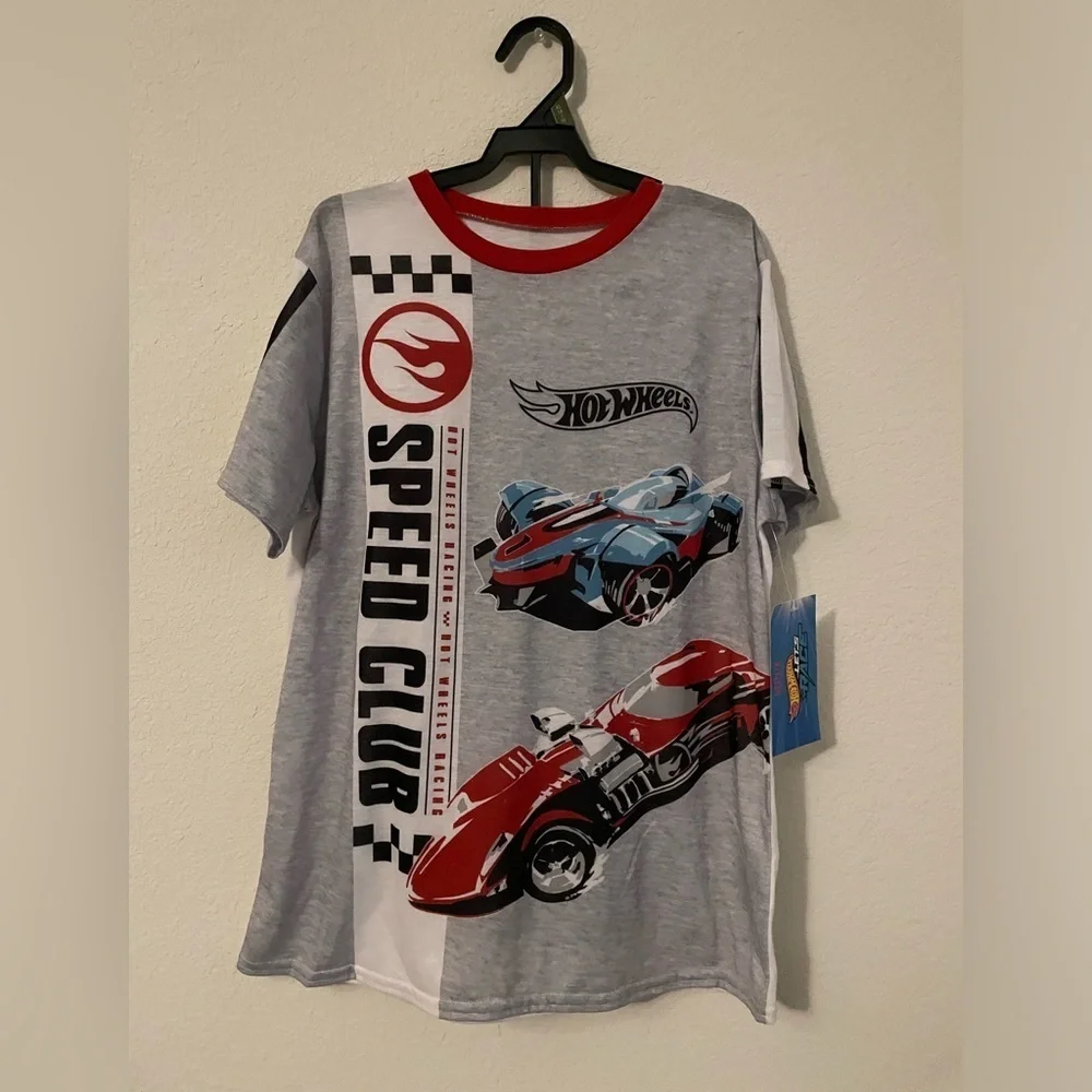 Hot Wheels Kids Short Sleeve cozy pants Pajama Set - Gray and Red size XL 14/16